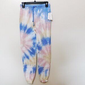 𝅺JR390 Hippie Rose Blue Coral Juniors' Tie-Dye Sweatpants Size M